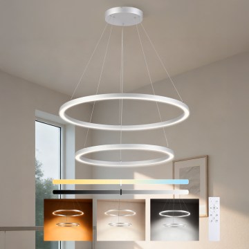 Brilagi - Lustră LED dimerizabilă pe cablu PORTOFINO LED/98W/230V 3000-6000K Ø 80 cm argintiu + telecomandă
