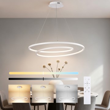 Brilagi - Lustră LED dimerizabilă pe cablu TWISTER LED/105W/230V 3000-6000K diametru 100 cm, albă + telecomandă