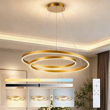 Brilagi - Lustră LED dimerizabilă suspendată pe cablu TWISTER LED/75W/2300V 3000–6000K Ø 70 cm aurie + telecomandă