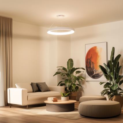 Brilagi - Lustru LED dimabil suspendat pe cablu FALCON II, LED 108W/230V, 3000-6500K, Ø 80 cm, alb + telecomandă