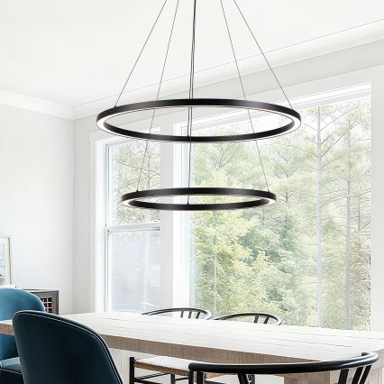 Brilagi - Lustru LED dimmabil suspendat pe cablu PORTOFINO LED/98W/230V 3000-6000K, diam. 80 cm, negru + telecomandă