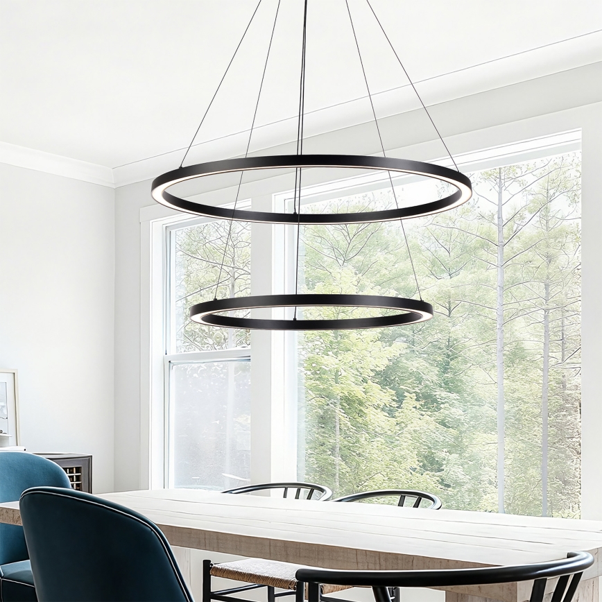 Brilagi - Lustru LED dimmabil suspendat pe cablu PORTOFINO LED/98W/230V 3000-6000K, diam. 80 cm, negru + telecomandă