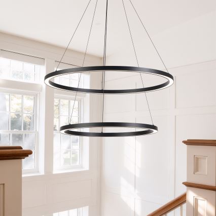 Brilagi - Lustru LED dimmabil suspendat pe cablu PORTOFINO LED/98W/230V 3000-6000K, diam. 80 cm, negru + telecomandă