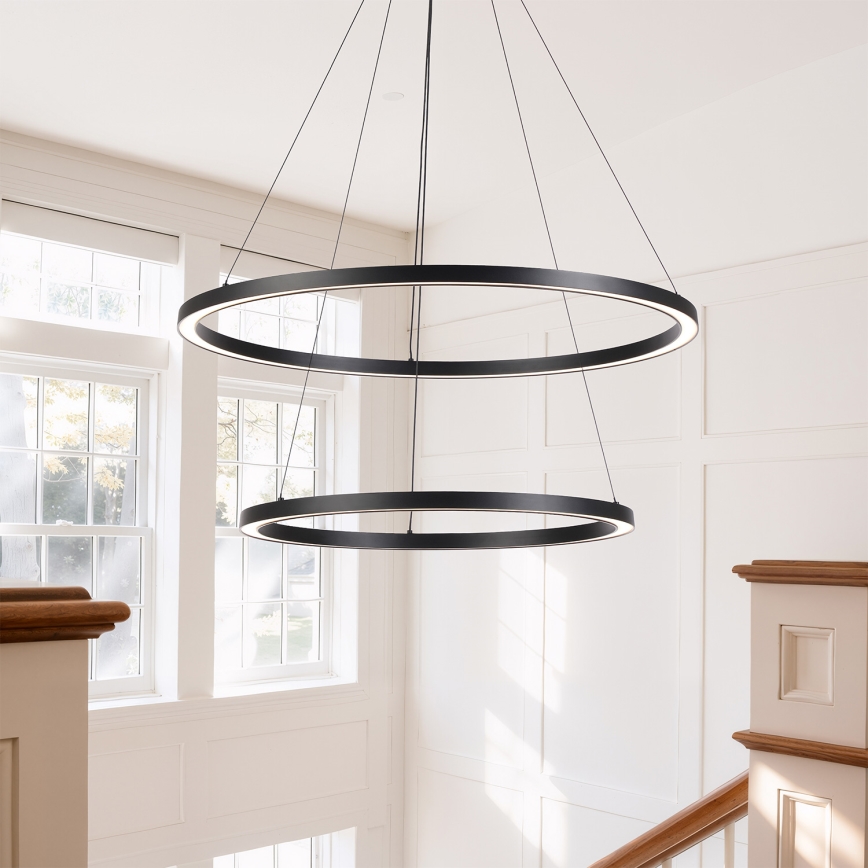 Brilagi - Lustru LED dimmabil suspendat pe cablu PORTOFINO LED/98W/230V 3000-6000K, diam. 80 cm, negru + telecomandă