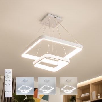 Brilagi - Lustră LED FALCON SLIM dimabilă, suspendată pe cablu, 78W, 230V, 3000-6500K, 50x50 cm, albă + telecomandă