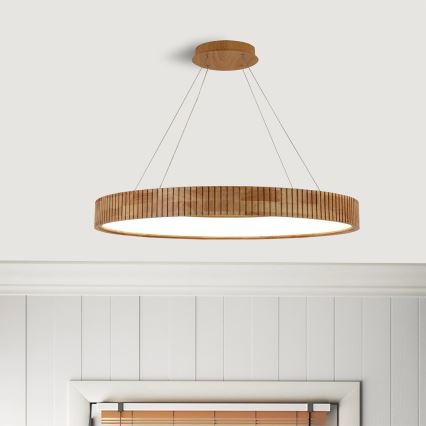 Brilagi - Lustru suspendat pe cablu FALCON WOOD MODERN, LED 60W, 230V, 3000/4000/6000K, Ø 80 cm, lemn