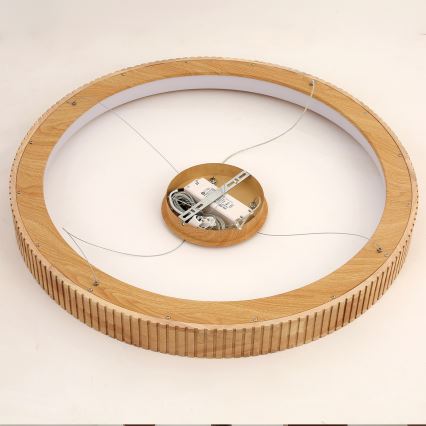 Brilagi - Lustru suspendat pe cablu FALCON WOOD MODERN, LED 60W, 230V, 3000/4000/6000K, Ø 80 cm, lemn