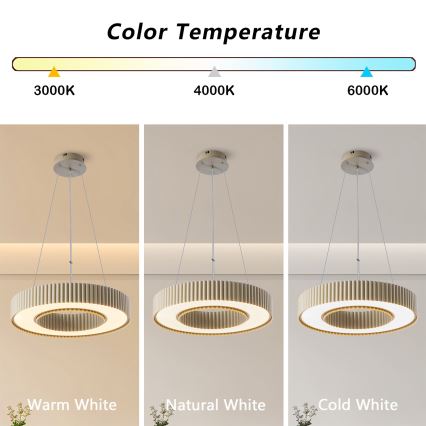 Brilagi - Lustră LED dimmabilă suspendată pe cablu LUMIX LED/48W/230V 3000-6000K bej, Ø 50 cm + telecomandă