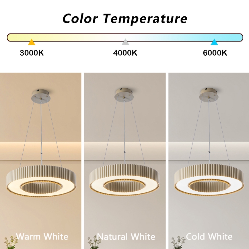 Brilagi - Lustră LED dimmabilă suspendată pe cablu LUMIX LED/48W/230V 3000-6000K bej, Ø 50 cm + telecomandă
