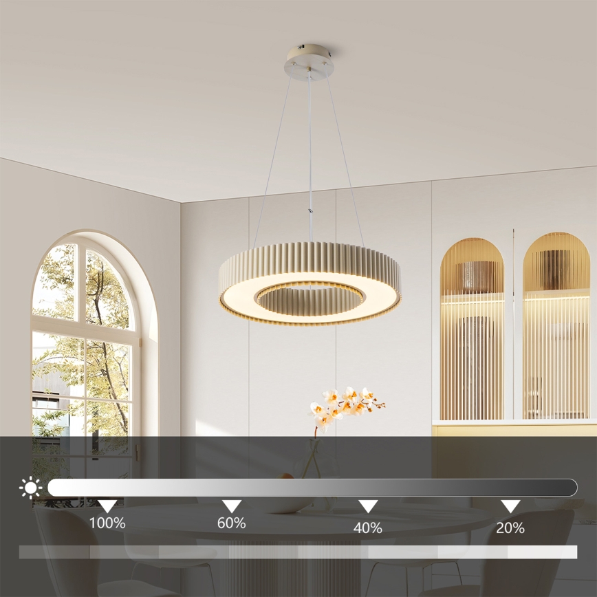 Brilagi - Lustră LED dimmabilă suspendată pe cablu LUMIX LED/48W/230V 3000-6000K bej, Ø 50 cm + telecomandă