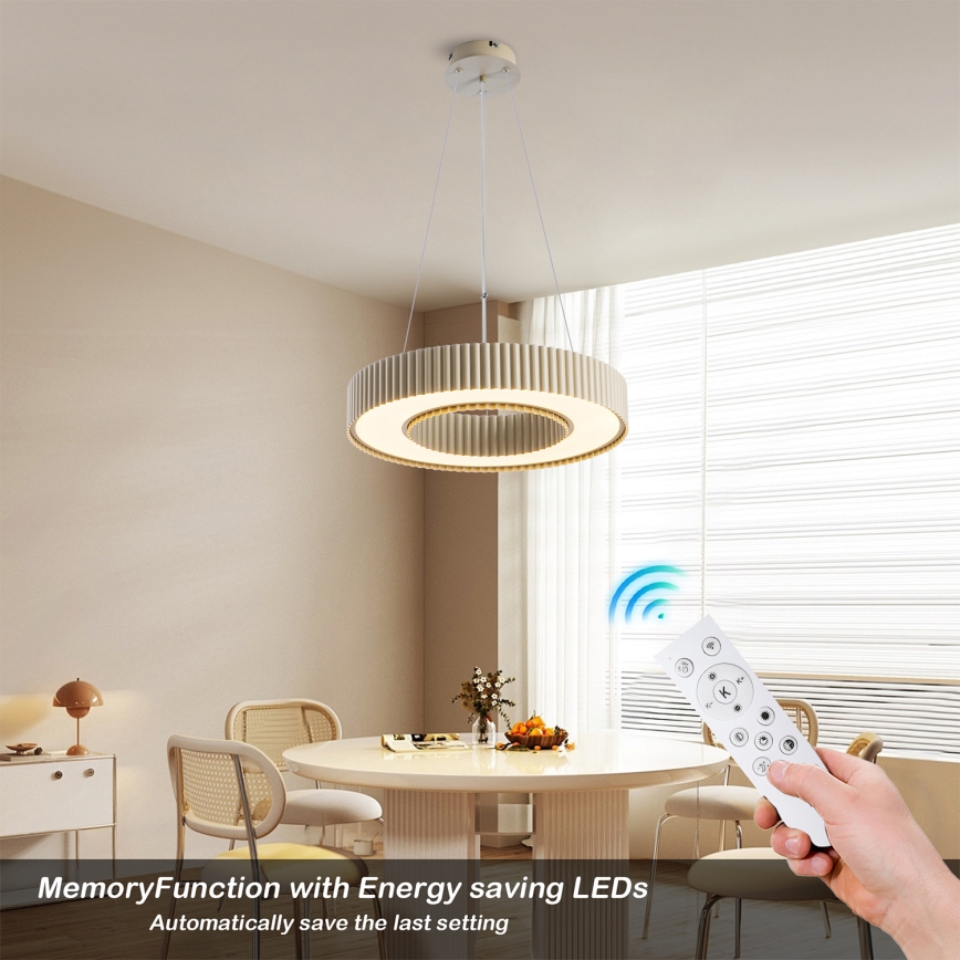 Brilagi - Lustră LED dimmabilă suspendată pe cablu LUMIX LED/48W/230V 3000-6000K bej, Ø 50 cm + telecomandă