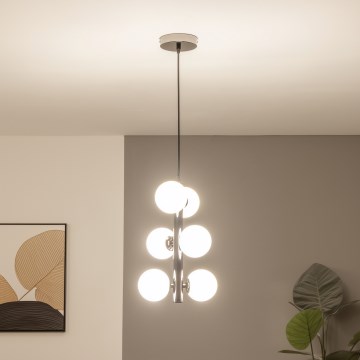 Brilagi - Lustră LED MILLA, suspendată pe cablu, 6xG9/3W/230V, crom negru/alb