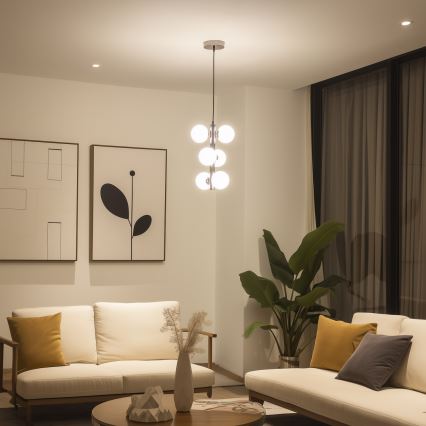 Brilagi - Lustră LED MILLA, suspendată pe cablu, 6xG9/3W/230V, crom negru/alb