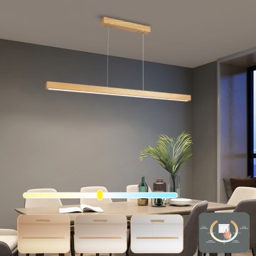 Brilagi - Lustra LED OAK suspendată cu cablu, 30W/230V, 3000/4500/6000K, stejar