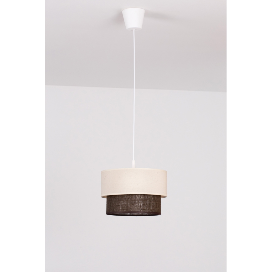 Brilagi - Lustră LED pe cablu BOHO STYLE 1xE27/15W/230V Ø 25 cm crem/maro