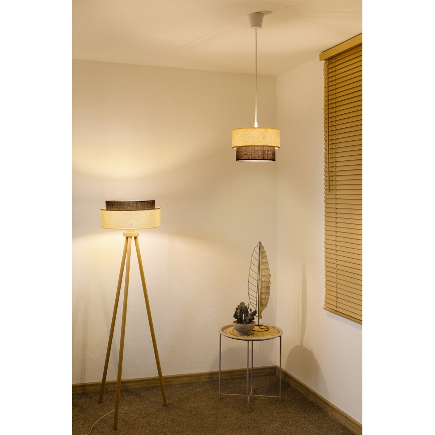 Brilagi - Lustră LED pe cablu BOHO STYLE 1xE27/15W/230V Ø 25 cm crem/maro