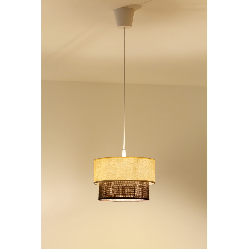 Brilagi - Lustră LED pe cablu BOHO STYLE 1xE27/15W/230V Ø 25 cm crem/maro