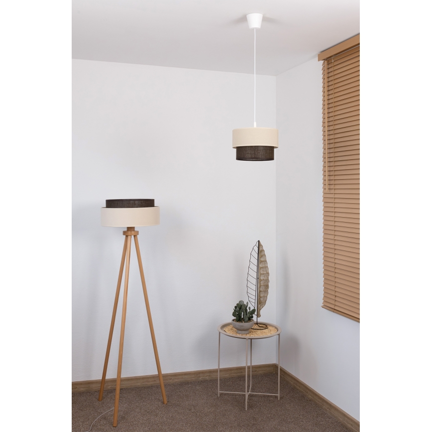 Brilagi - Lustră LED pe cablu BOHO STYLE 1xE27/15W/230V Ø 25 cm crem/maro