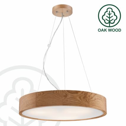 Brilagi - Lustră LED pe cablu CARVALHO 3xE27/15W/230V, stejar, diam. 47,5 cm