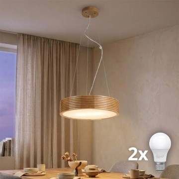 Brilagi - Lustra LED pe cablu CARVALHO MODERN 2xE27/60W/230V stejar Ø 37,5 cm