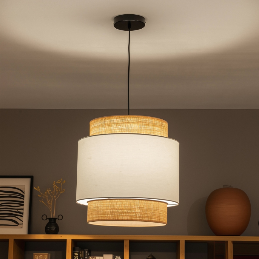 Brilagi - Lustra LED pe cablu CERIA 1xE27/40W/230V Ø 40 cm negru/bej/alb