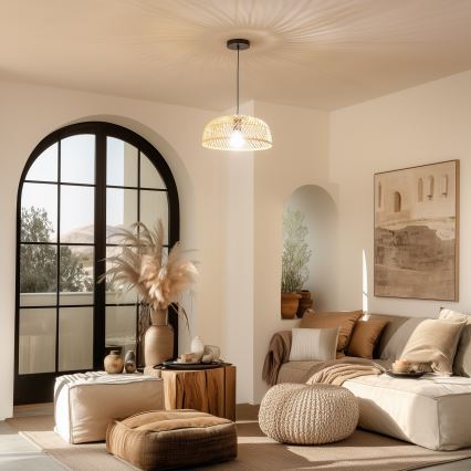 Brilagi - Lustră LED pe cablu CERIA BOHO 1xE27/40W/230V Ø 60 cm, din ratan