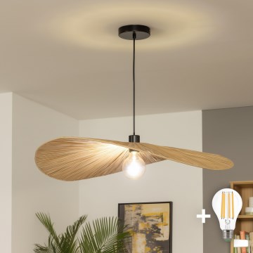 Brilagi - Lustră LED pe cablu CERIA BOHO 1xE27/40W/230V Ø 80 cm rafie