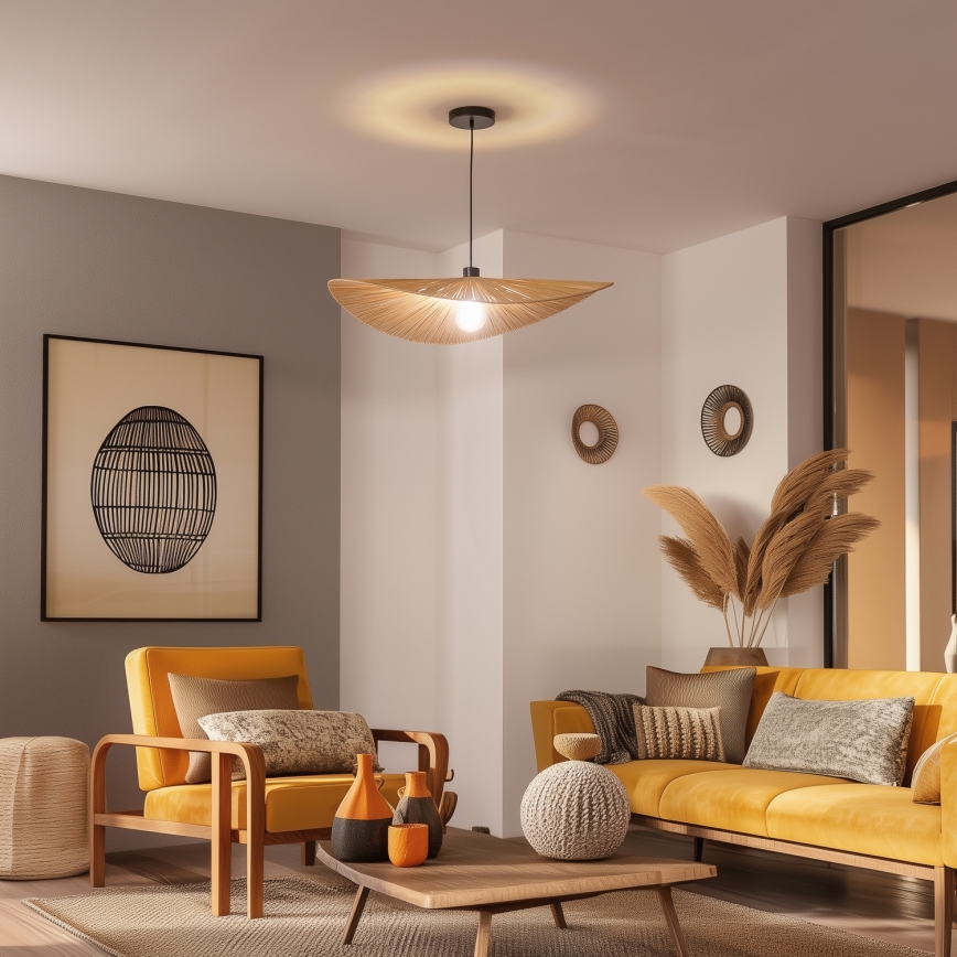 Brilagi - Lustră LED pe cablu CERIA BOHO 1xE27/40W/230V Ø 80 cm rafie
