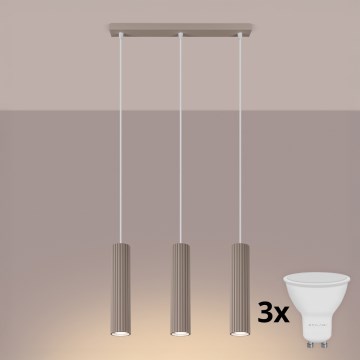 Brilagi - Lustră LED pe cablu CRESTO, 3x GU10 / 10W / 230V, taupe