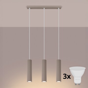 Brilagi - Lustră LED pe cablu CRESTO 3xGU10/10W/230V taupe