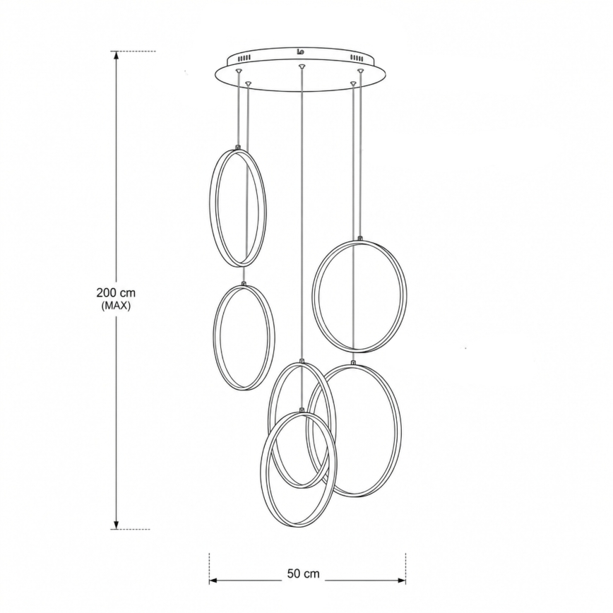 BRILAGI - Lustră LED pe cablu ECHO LED/80W/230V 4000K Ø 50 cm neagră