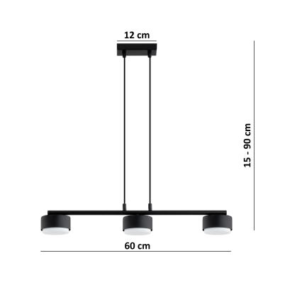 Brilagi - Lustră LED pe cablu MONO 3xGX53/30W/230V neagră