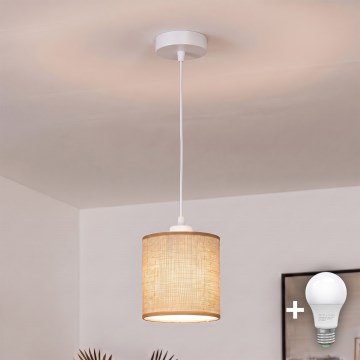 BRILAGI - lustra LED pe cablu NUBILA 1xE27/60W/230V Ø 14 cm alb/maro deschis