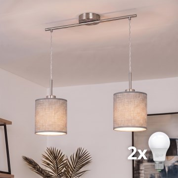 Brilagi - Lustră LED pe cablu NUBILA 2xE27/60W/230V gri