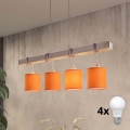Brilagi - Lustra LED pe cablu NUBILA 4xE27/60W/230V gri/portocaliu