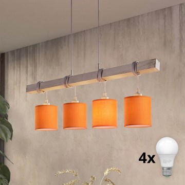 Brilagi - Lustra LED pe cablu NUBILA 4xE27/60W/230V gri/portocaliu