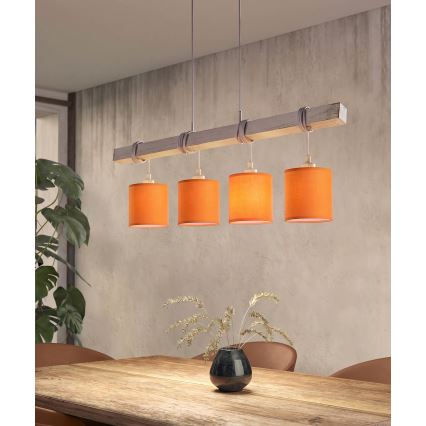 Brilagi - Lustra LED pe cablu NUBILA 4xE27/60W/230V gri/portocaliu