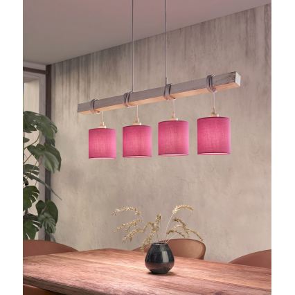 Brilagi - Lustră LED pe cablu NUBILA 4xE27/60W/230V gri/roz