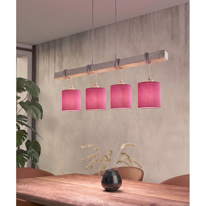 Brilagi - Lustră LED pe cablu NUBILA 4xE27/60W/230V gri/roz