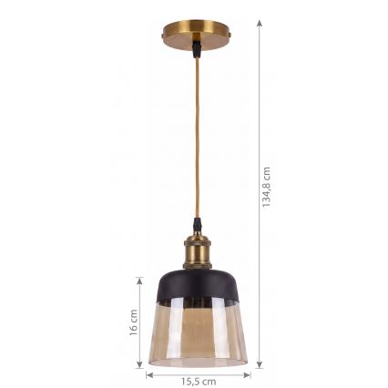 BRILAGI - Lustră LED pe cablu RETRO GLASS 1xE27/60W/230V diam. 15,5 cm auriu/bej fumuriu