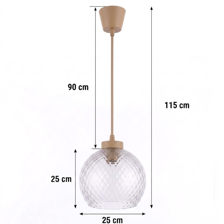 Brilagi - Lustră LED suspendată pe cablu RETRO GLASS 1xE27/60W/230V, diametru 25 cm, bej/gri fumuriu
