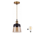 BRILAGI - Lustră LED pe cablu RETRO GLASS 1xE27/60W/230V diam. 15,5 cm auriu/bej fumuriu
