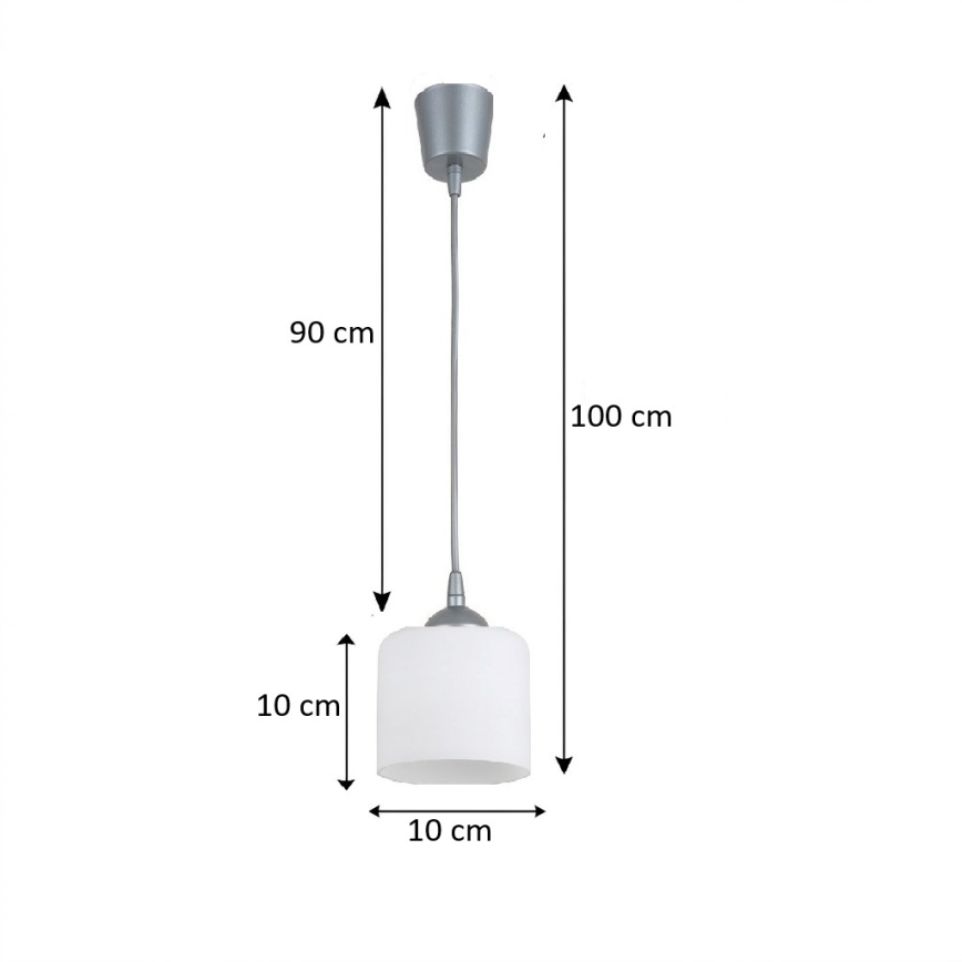 BRILAGI - Lustră LED pe cablu RETRO GLASS 1xE27/60W/230V, Ø 10 cm, argintiu/alb