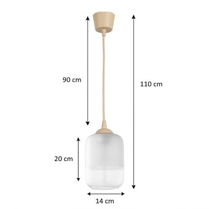 BRILAGI - Lustră LED pe cablu RETRO GLASS 1xE27/60W/230V Ø 14 cm bej/alb