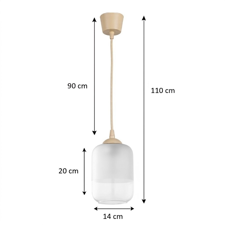 BRILAGI - Lustră LED pe cablu RETRO GLASS 1xE27/60W/230V Ø 14 cm bej/alb