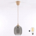 Brilagi - Lustră LED pe cablu RETRO GLASS 1xE27/60W/230V Ø 14 cm bej/gri fumuriu