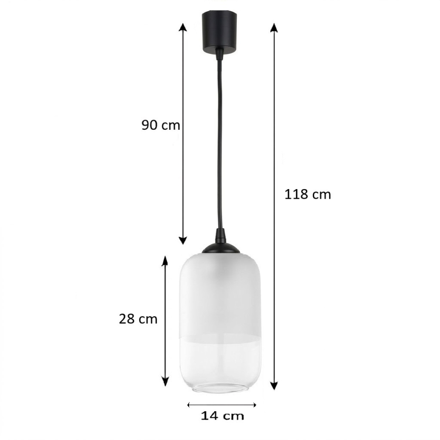 Brilagi - lustră LED pe cablu RETRO GLASS 1xE27/60W/230V Ø 14 cm negru/alb