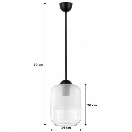 BRILAGI - Lustră LED pe cablu RETRO GLASS 1xE27/60W/230V Ø 14 cm negru/alb