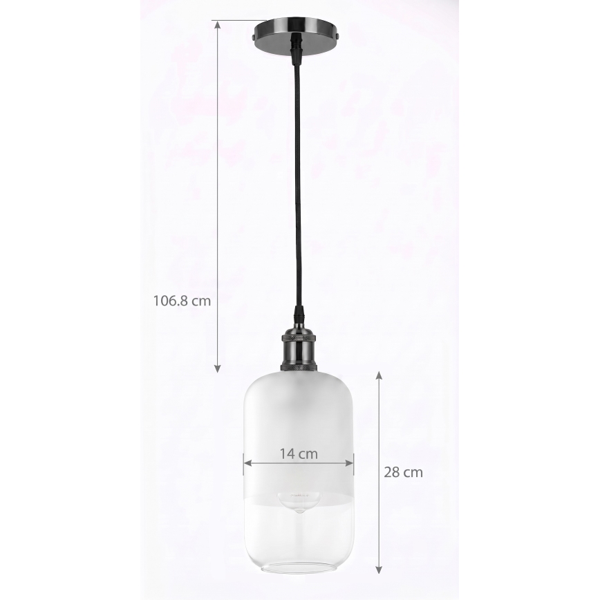 BRILAGI - lustră LED pe cablu RETRO GLASS 1xE27/60W/230V Ø 14 cm negru/alb