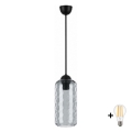 BRILAGI - Lustră LED pe cablu RETRO GLASS 1xE27/60W/230V Ø 14 cm negru/gri fumuriu
